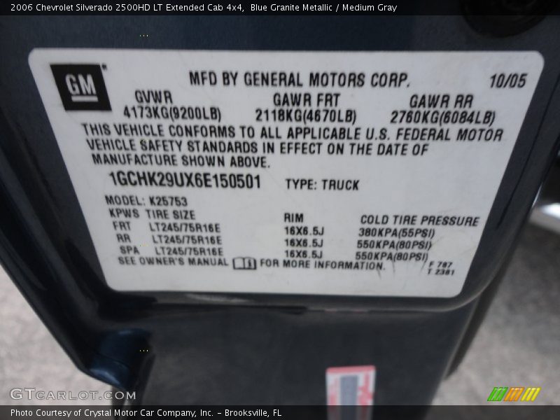 Blue Granite Metallic / Medium Gray 2006 Chevrolet Silverado 2500HD LT Extended Cab 4x4