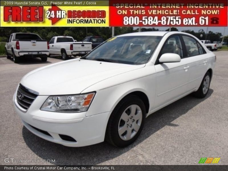 Powder White Pearl / Cocoa 2009 Hyundai Sonata GLS