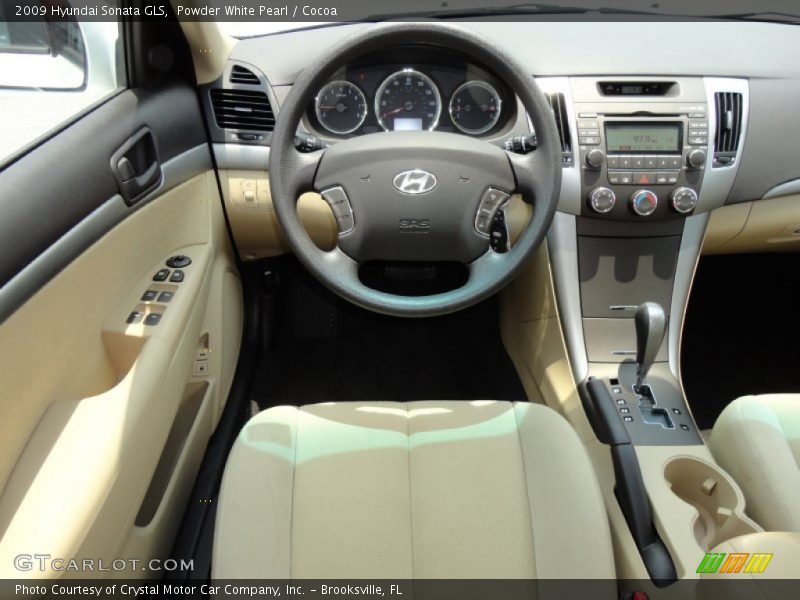 Powder White Pearl / Cocoa 2009 Hyundai Sonata GLS