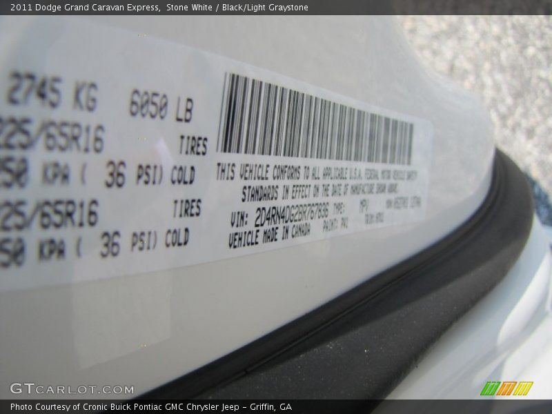 Stone White / Black/Light Graystone 2011 Dodge Grand Caravan Express