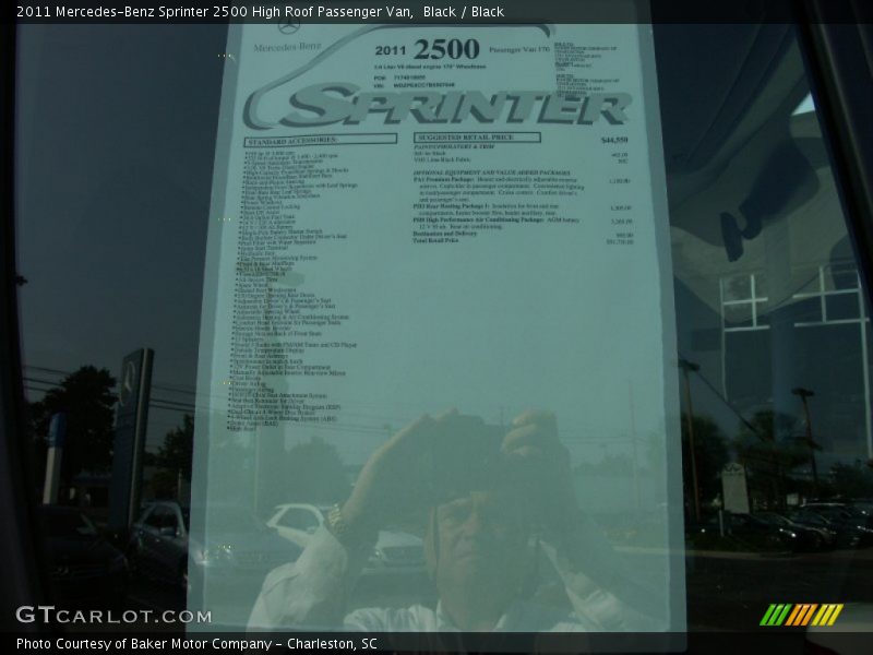  2011 Sprinter 2500 High Roof Passenger Van Window Sticker