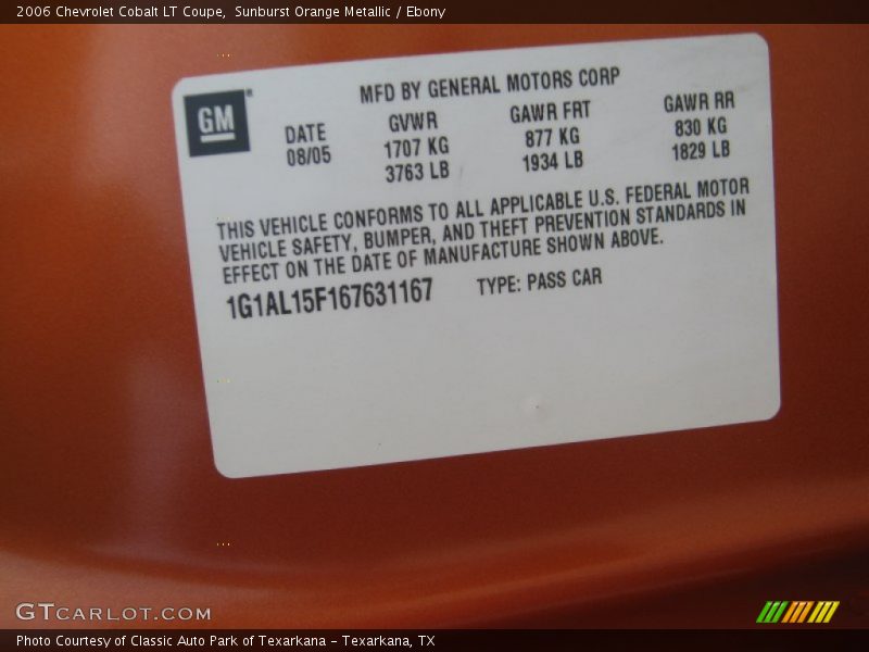 Sunburst Orange Metallic / Ebony 2006 Chevrolet Cobalt LT Coupe