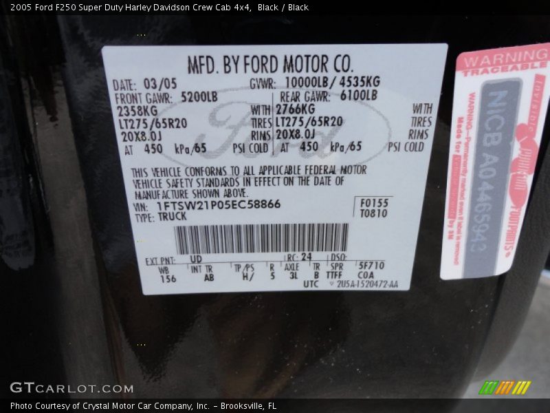 Black / Black 2005 Ford F250 Super Duty Harley Davidson Crew Cab 4x4