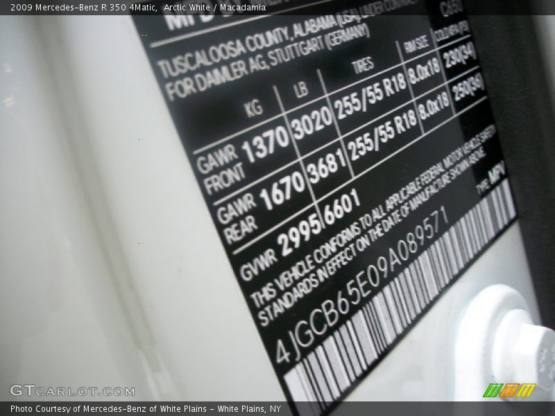 Arctic White / Macadamia 2009 Mercedes-Benz R 350 4Matic