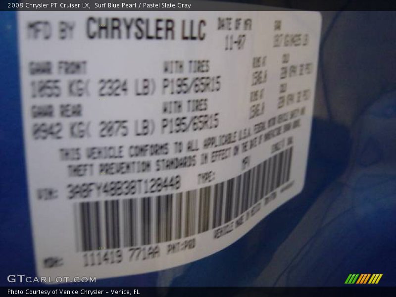 Surf Blue Pearl / Pastel Slate Gray 2008 Chrysler PT Cruiser LX