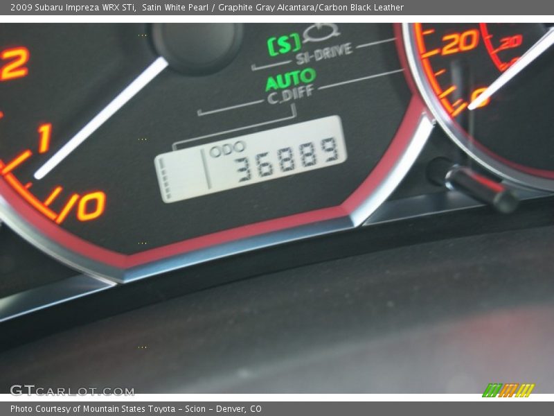 Satin White Pearl / Graphite Gray Alcantara/Carbon Black Leather 2009 Subaru Impreza WRX STi