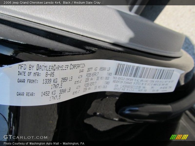 Black / Medium Slate Gray 2006 Jeep Grand Cherokee Laredo 4x4