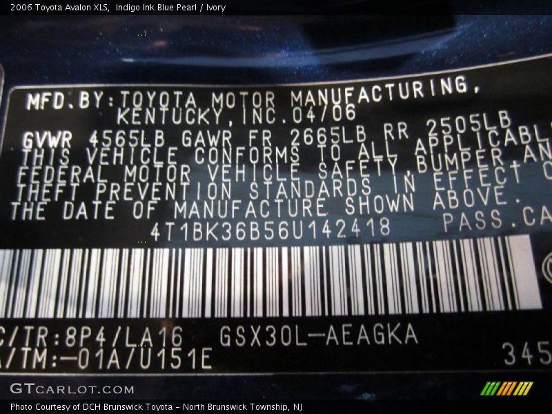 Indigo Ink Blue Pearl / Ivory 2006 Toyota Avalon XLS