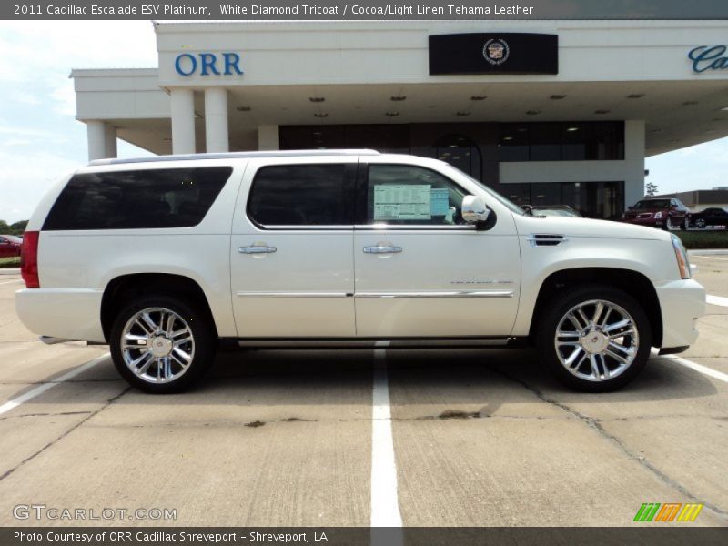 White Diamond Tricoat / Cocoa/Light Linen Tehama Leather 2011 Cadillac Escalade ESV Platinum