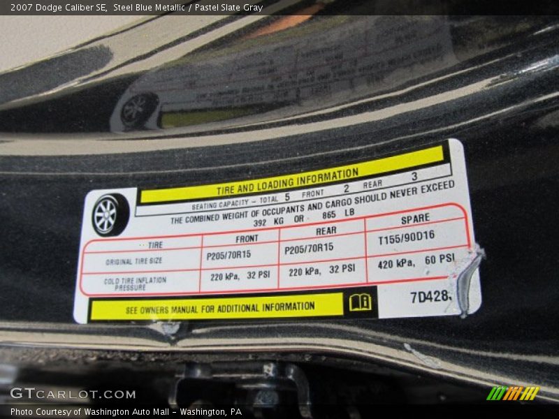 Steel Blue Metallic / Pastel Slate Gray 2007 Dodge Caliber SE