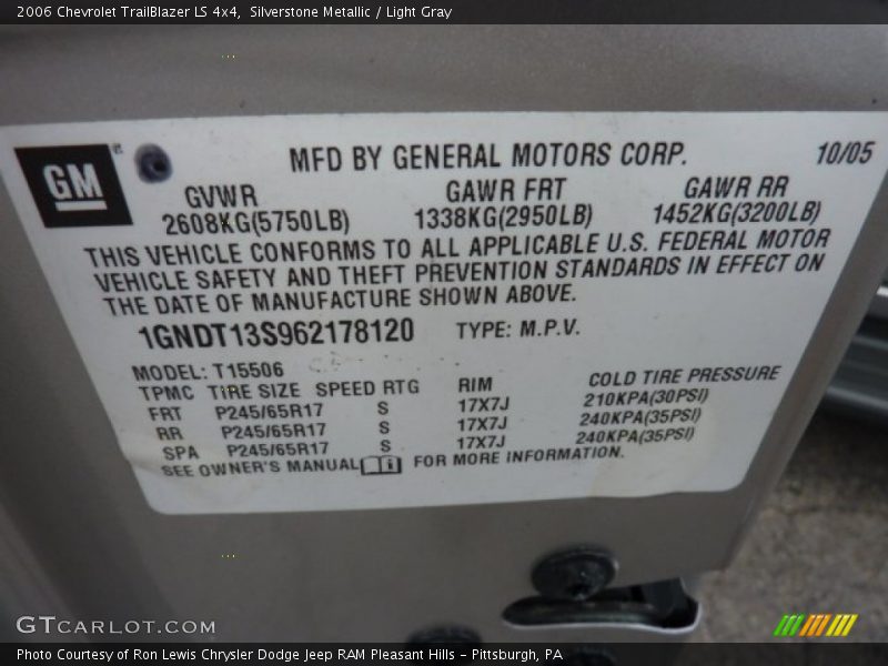 Silverstone Metallic / Light Gray 2006 Chevrolet TrailBlazer LS 4x4