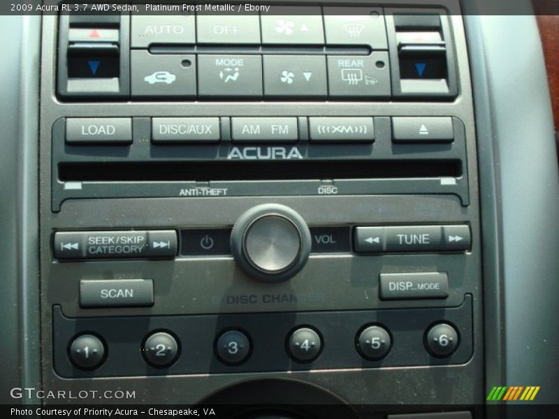 Controls of 2009 RL 3.7 AWD Sedan