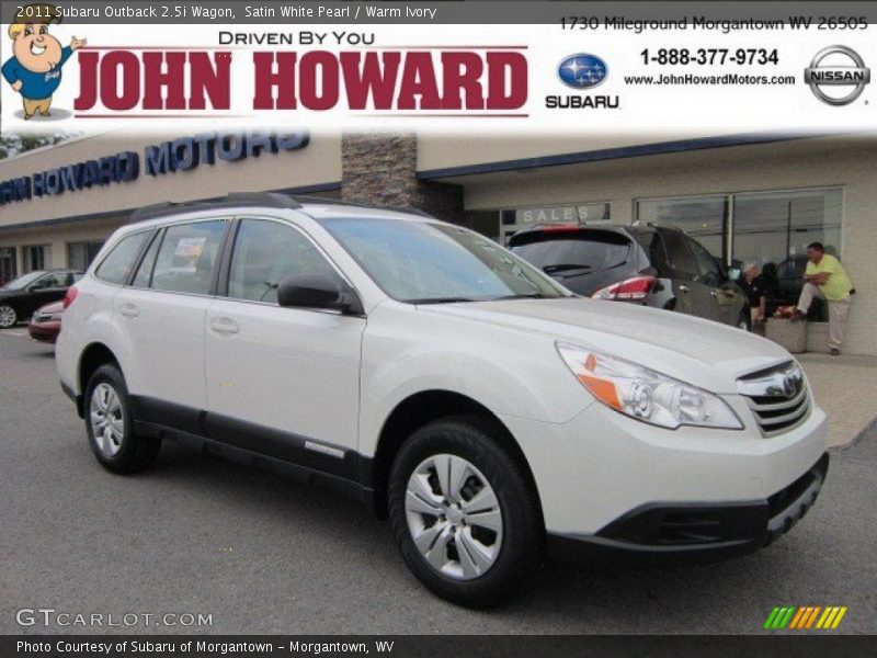 Satin White Pearl / Warm Ivory 2011 Subaru Outback 2.5i Wagon
