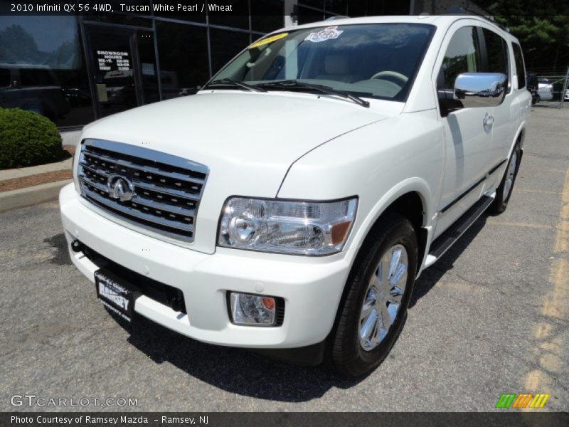 Tuscan White Pearl / Wheat 2010 Infiniti QX 56 4WD