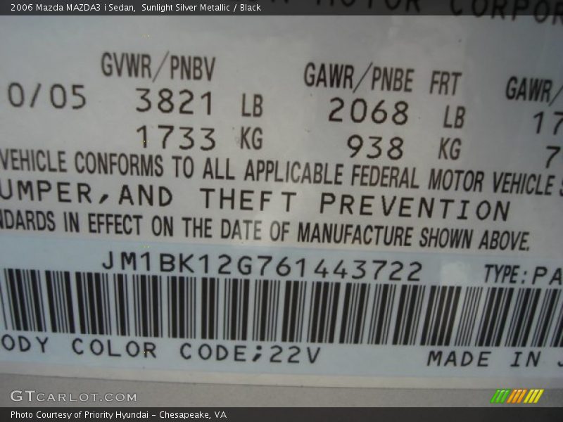 Sunlight Silver Metallic / Black 2006 Mazda MAZDA3 i Sedan