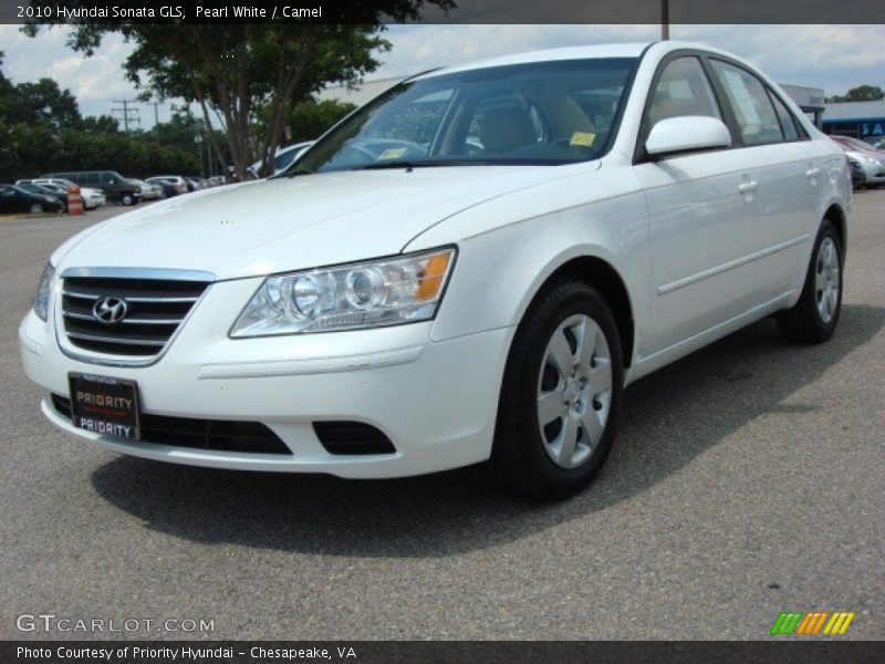 Pearl White / Camel 2010 Hyundai Sonata GLS