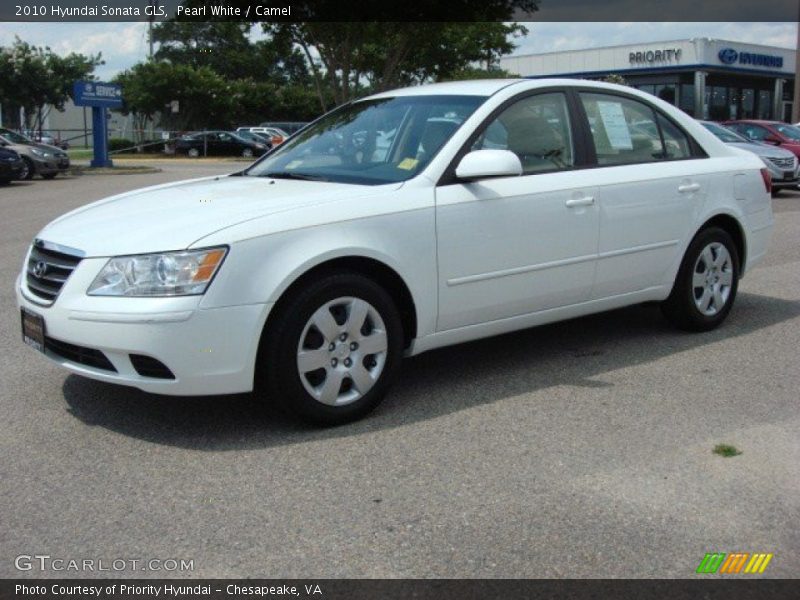 Pearl White / Camel 2010 Hyundai Sonata GLS