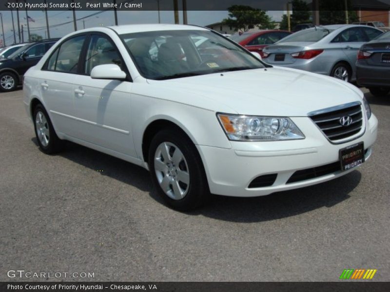 Pearl White / Camel 2010 Hyundai Sonata GLS