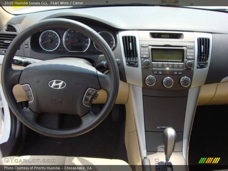 Pearl White / Camel 2010 Hyundai Sonata GLS