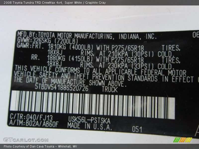 Super White / Graphite Gray 2008 Toyota Tundra TRD CrewMax 4x4