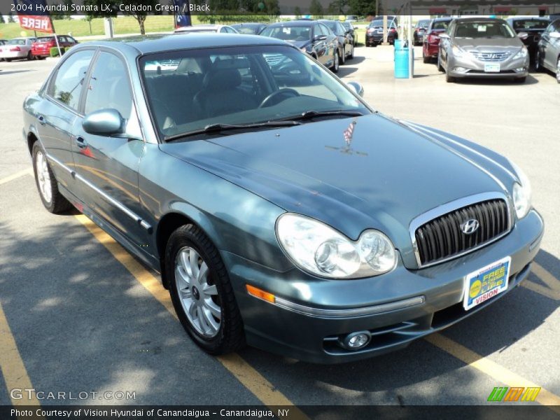 Celadon Green / Black 2004 Hyundai Sonata LX