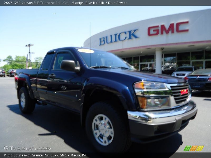 Midnight Blue Metallic / Dark Pewter 2007 GMC Canyon SLE Extended Cab 4x4