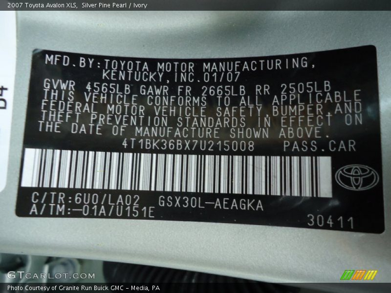 Silver Pine Pearl / Ivory 2007 Toyota Avalon XLS