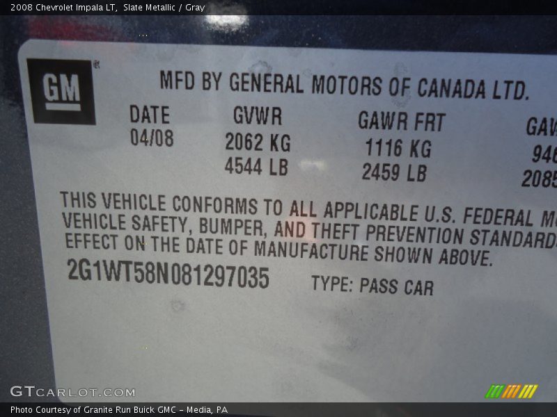 Slate Metallic / Gray 2008 Chevrolet Impala LT