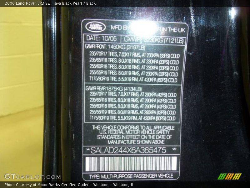 Java Black Pearl / Black 2006 Land Rover LR3 SE