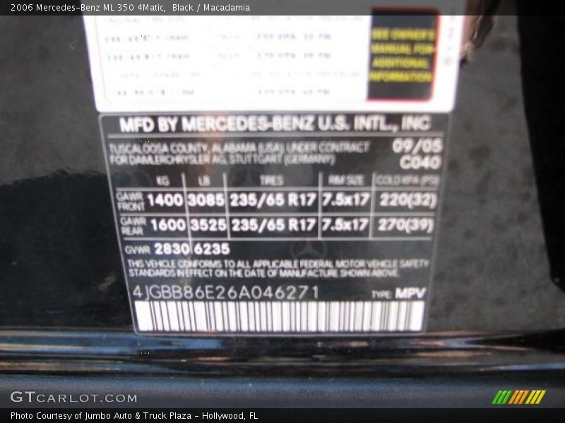 Black / Macadamia 2006 Mercedes-Benz ML 350 4Matic