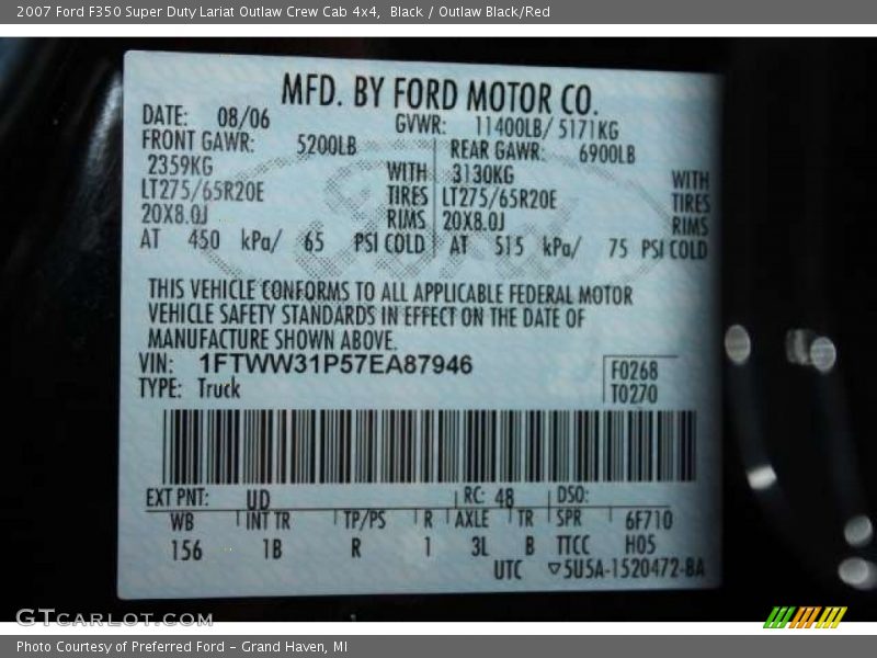 Black / Outlaw Black/Red 2007 Ford F350 Super Duty Lariat Outlaw Crew Cab 4x4