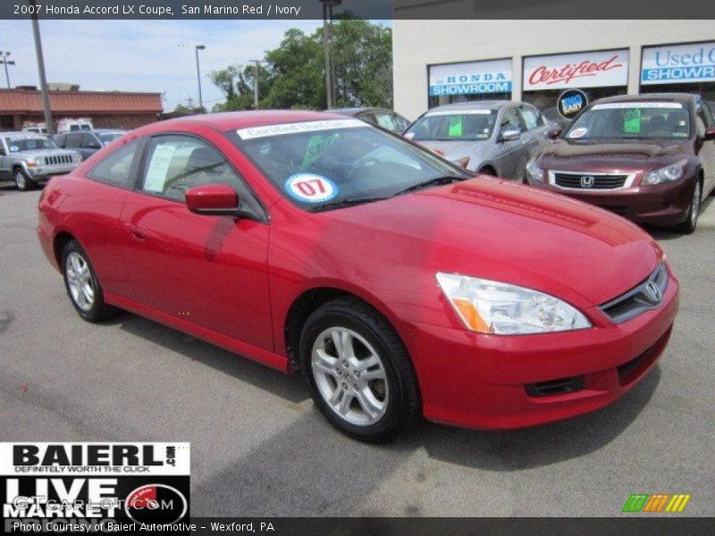 San Marino Red / Ivory 2007 Honda Accord LX Coupe