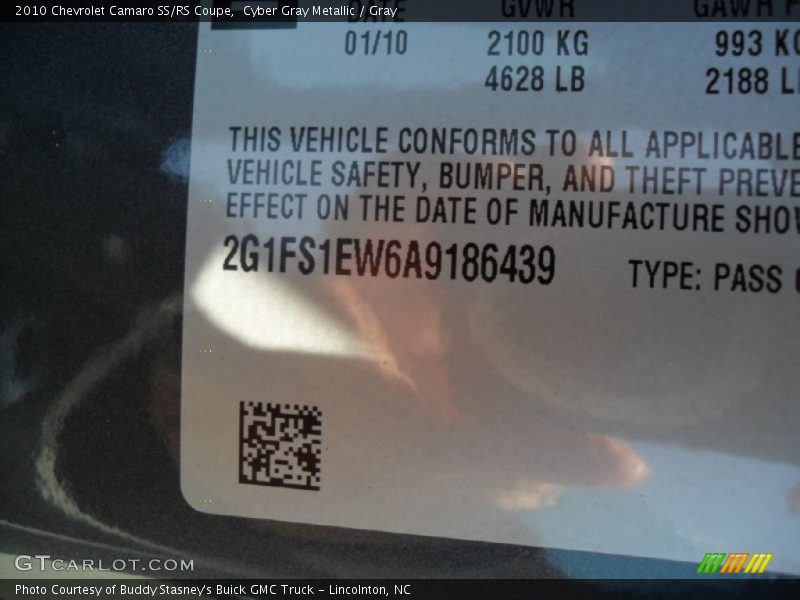 Cyber Gray Metallic / Gray 2010 Chevrolet Camaro SS/RS Coupe