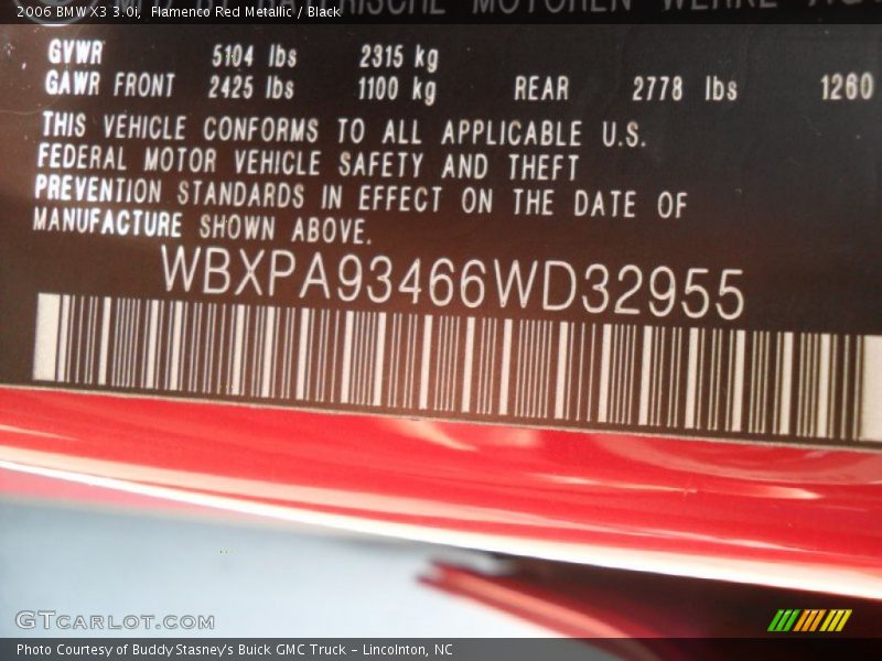 Flamenco Red Metallic / Black 2006 BMW X3 3.0i