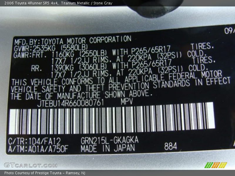 Titanium Metallic / Stone Gray 2006 Toyota 4Runner SR5 4x4