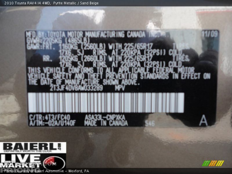 Pyrite Metallic / Sand Beige 2010 Toyota RAV4 I4 4WD