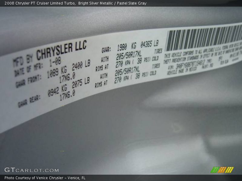 Bright Silver Metallic / Pastel Slate Gray 2008 Chrysler PT Cruiser Limited Turbo