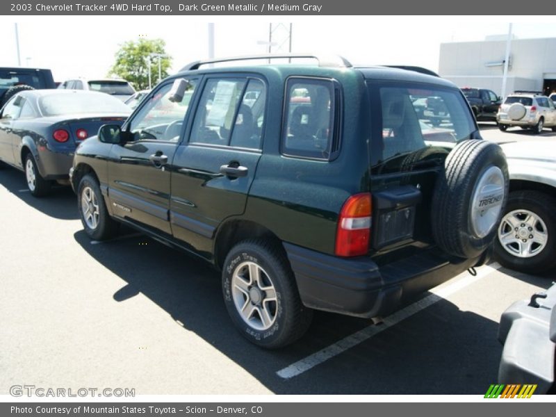 Dark Green Metallic / Medium Gray 2003 Chevrolet Tracker 4WD Hard Top