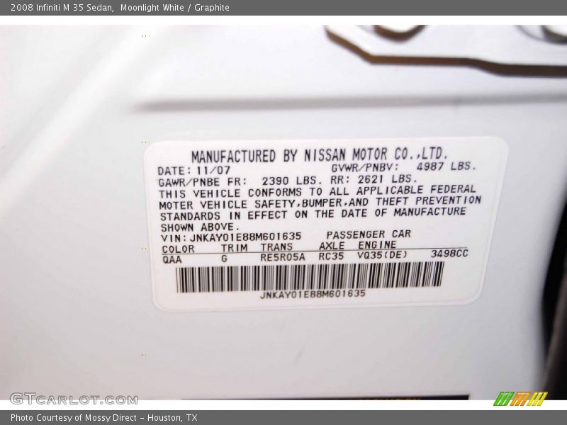 Moonlight White / Graphite 2008 Infiniti M 35 Sedan