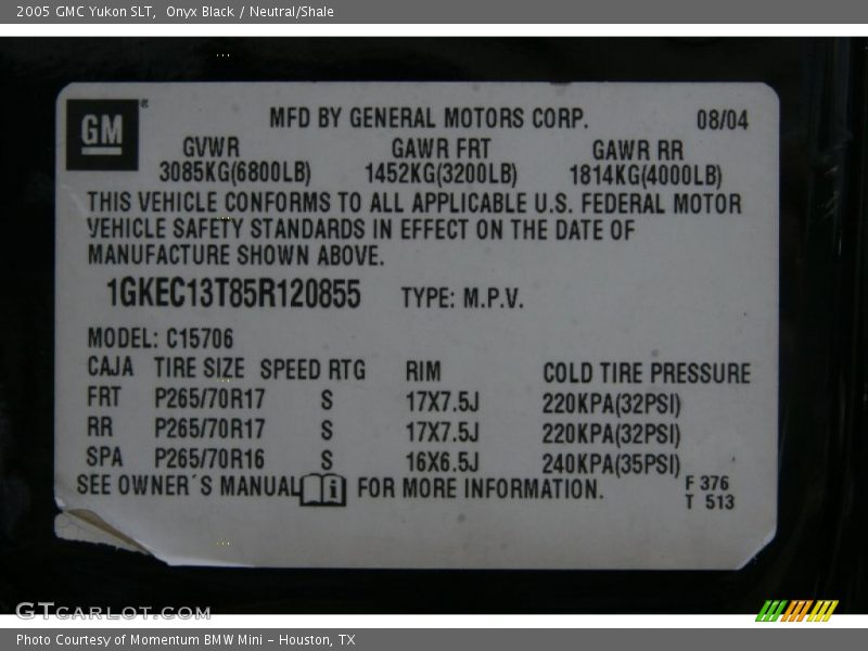 Onyx Black / Neutral/Shale 2005 GMC Yukon SLT