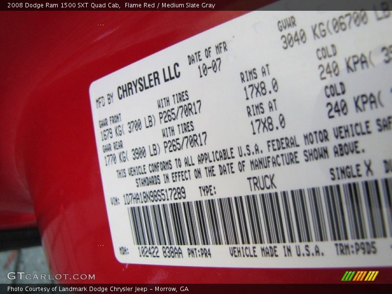 Flame Red / Medium Slate Gray 2008 Dodge Ram 1500 SXT Quad Cab