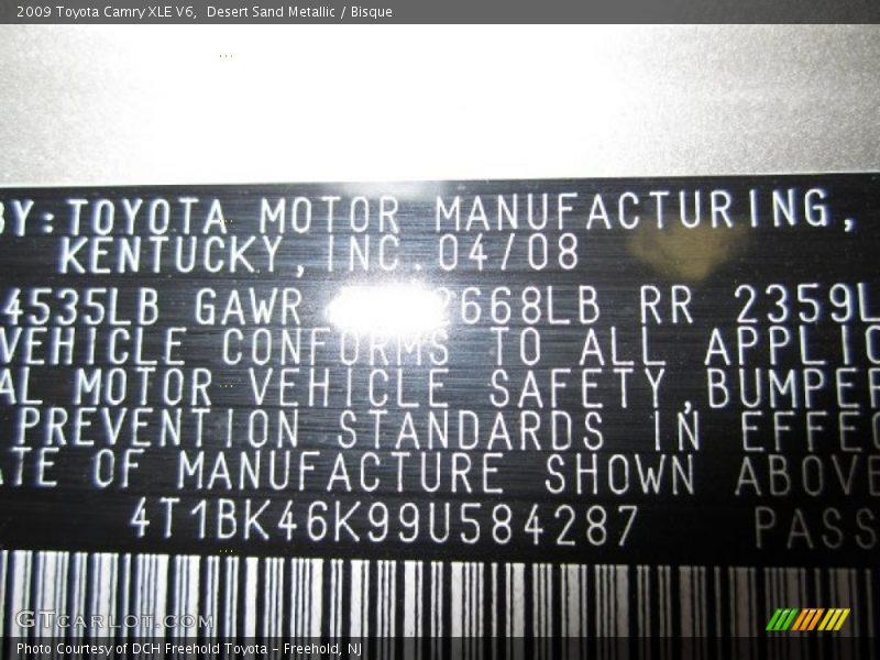 Desert Sand Metallic / Bisque 2009 Toyota Camry XLE V6