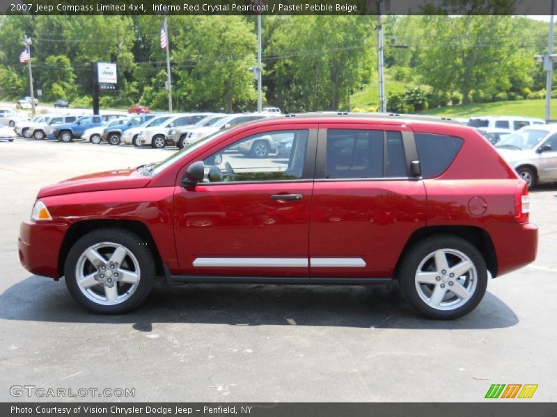 Inferno Red Crystal Pearlcoat / Pastel Pebble Beige 2007 Jeep Compass Limited 4x4