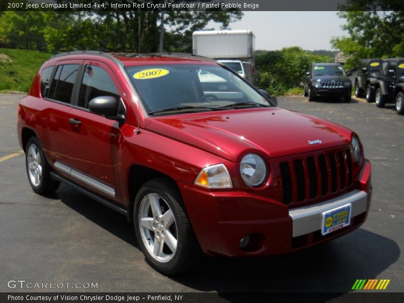 Inferno Red Crystal Pearlcoat / Pastel Pebble Beige 2007 Jeep Compass Limited 4x4