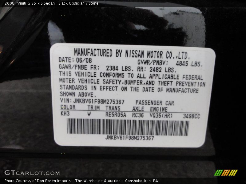 Black Obsidian / Stone 2008 Infiniti G 35 x S Sedan