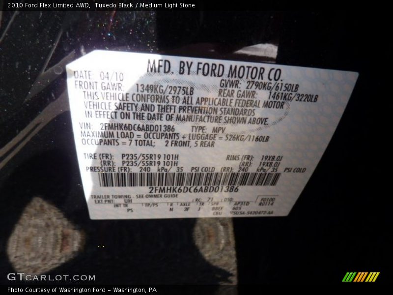 Tuxedo Black / Medium Light Stone 2010 Ford Flex Limited AWD