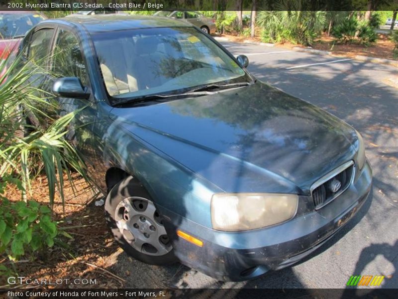Cobalt Blue / Beige 2002 Hyundai Elantra GLS Sedan