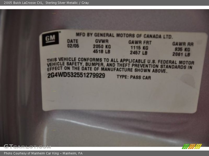 Sterling Silver Metallic / Gray 2005 Buick LaCrosse CXL