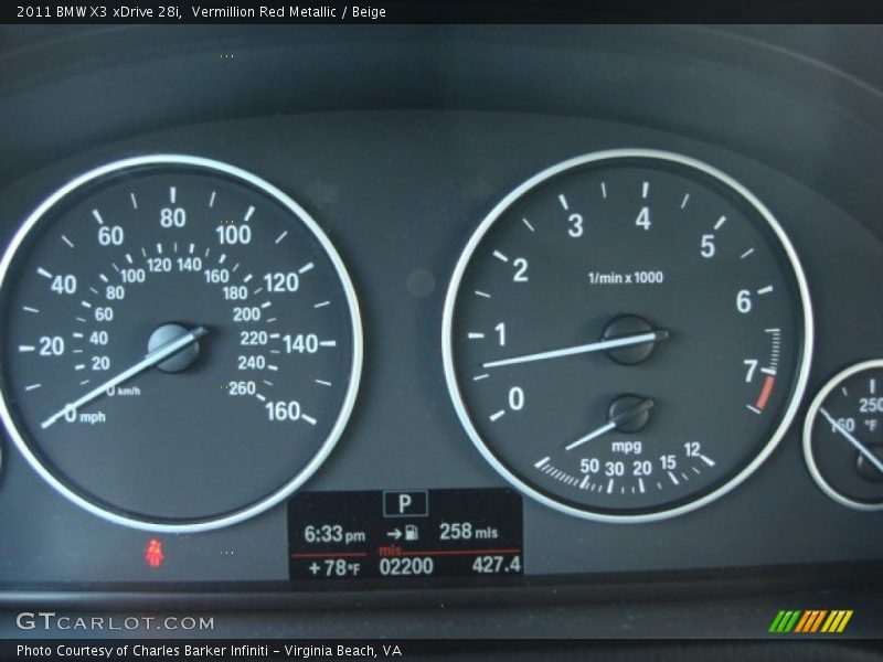 Vermillion Red Metallic / Beige 2011 BMW X3 xDrive 28i
