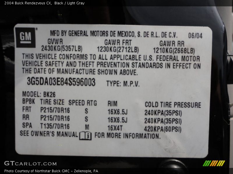 Black / Light Gray 2004 Buick Rendezvous CX